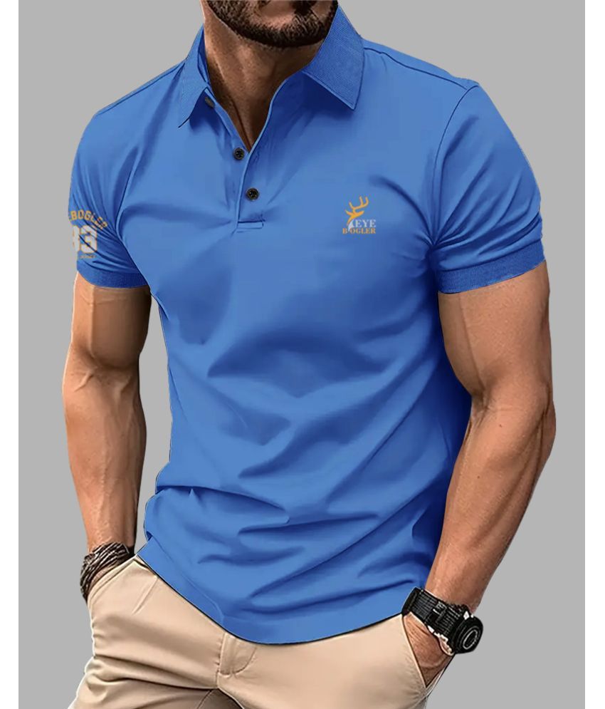     			Eyebogler Pack of 1 Polyester Regular Fit Solid Half Sleeves Men's Polo T Shirt ( Blue )