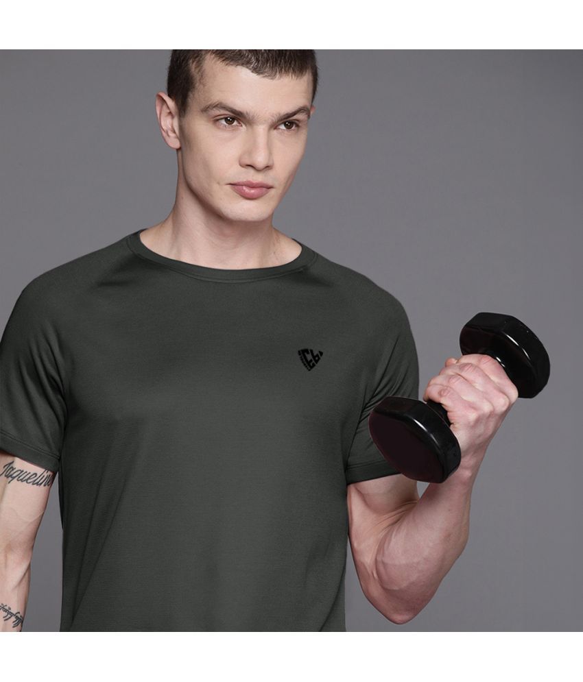     			HISCRAVES Polyester Regular Fit Solid Half Sleeves Men's Round T-Shirt - Dark Green ( Pack of 1 )