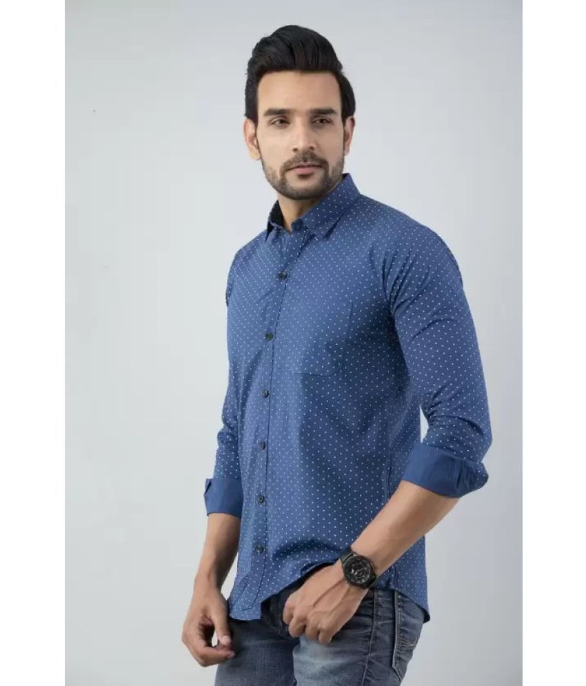     			INDICUL Poly Cotton Regular Fit Printed Full Sleeves Men's Casual Shirt - Blue ( Pack of 1 )