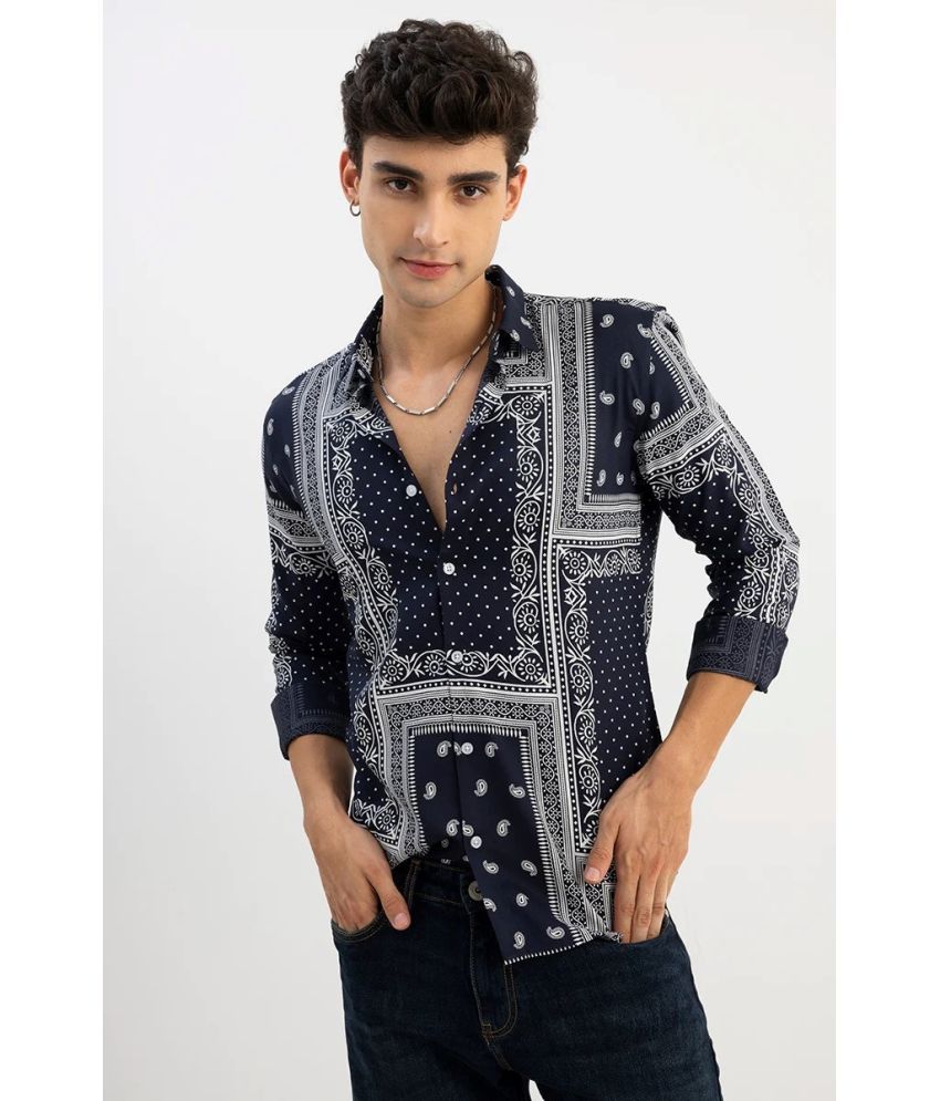     			INDICUL Poly Cotton Regular Fit Printed Full Sleeves Men's Casual Shirt - Navy ( Pack of 1 )