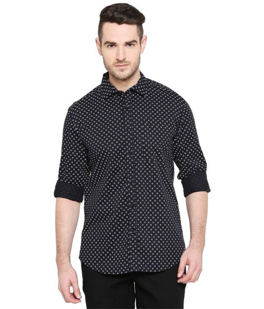     			INDICUL Poly Cotton Regular Fit Printed Full Sleeves Men's Casual Shirt - Black ( Pack of 1 )