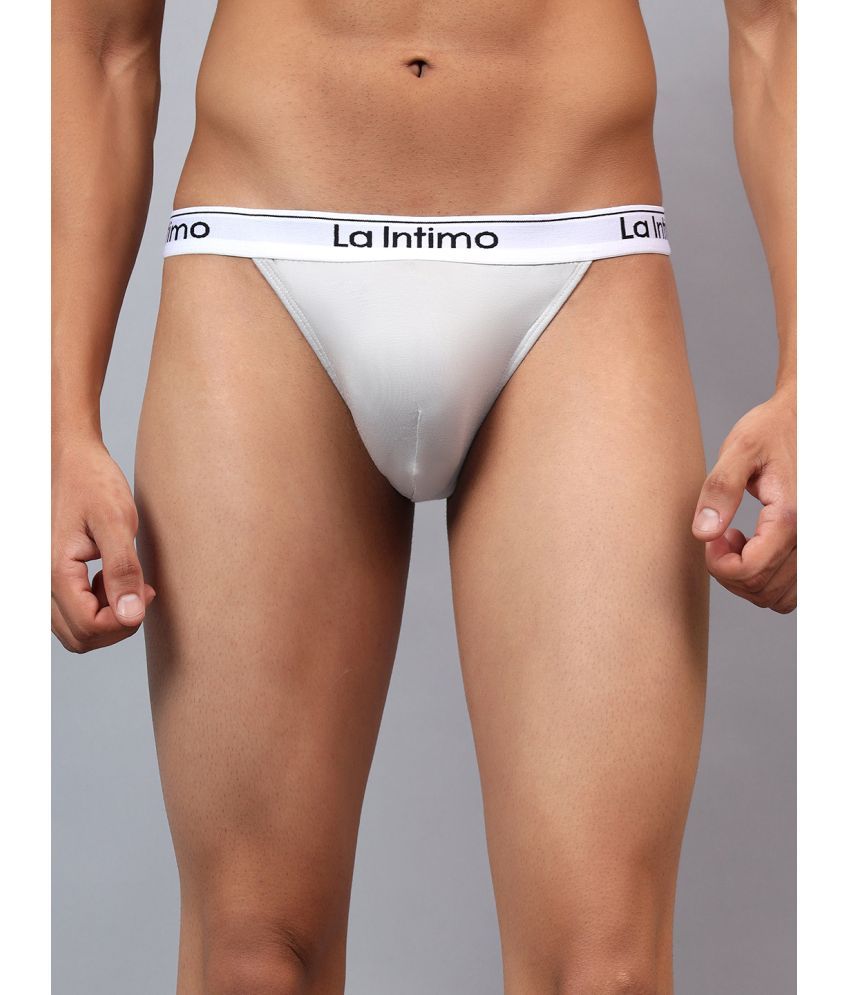     			La Intimo Pack of 1 Modal Thongs For Men's ( Grey )