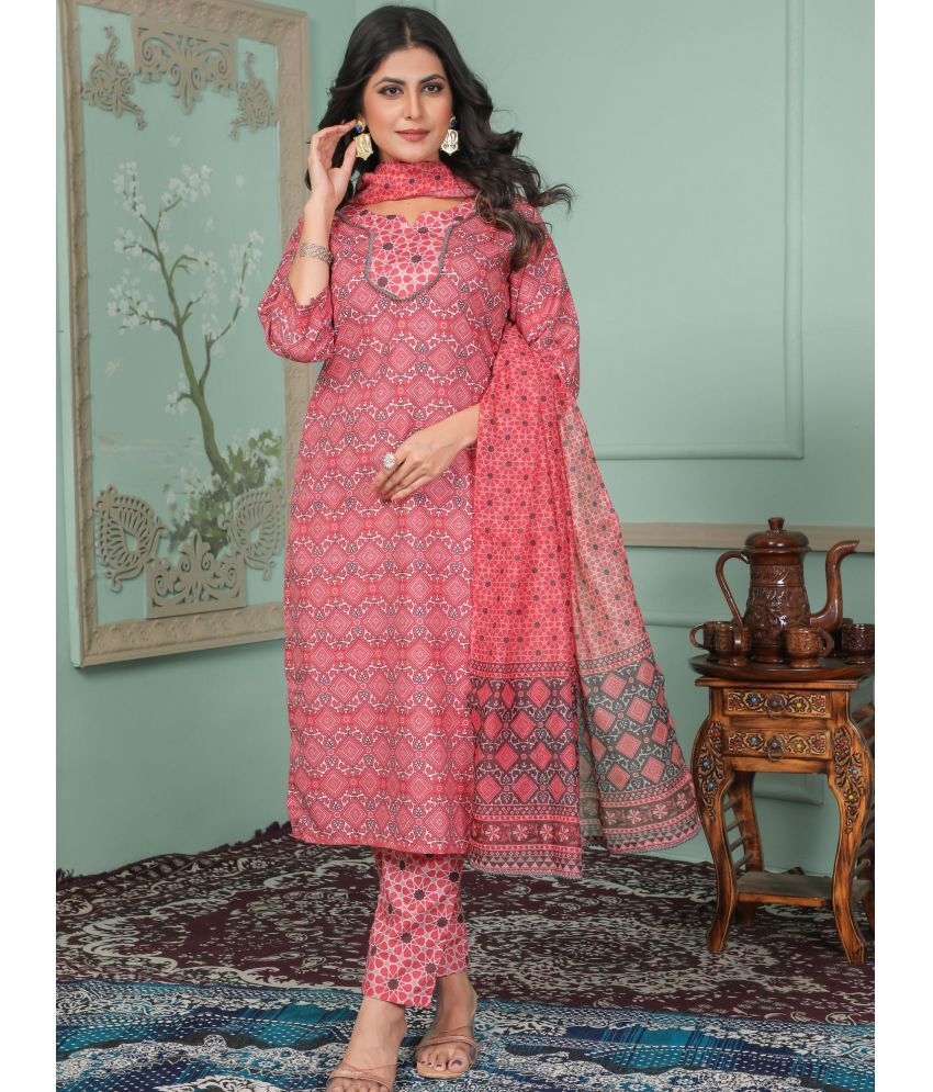     			Niza Fashion Rayon Embroidered Kurti With Pants Women's Stitched Salwar Suit - Pink ( Pack of 1 )