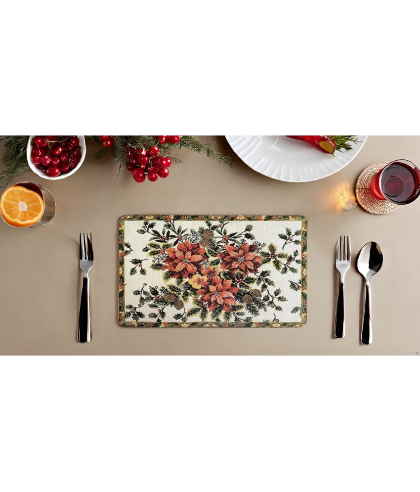     			Revexo PVC Floral Rectangle Table Mats ( 40 cm x 32 cm ) Pack of 1 - Multi