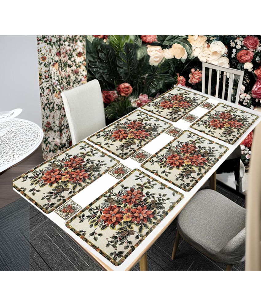     			Revexo PVC Floral Rectangle Table Mats & Coasters ( 40 cm x 30 cm ) Pack of 12 - Multi