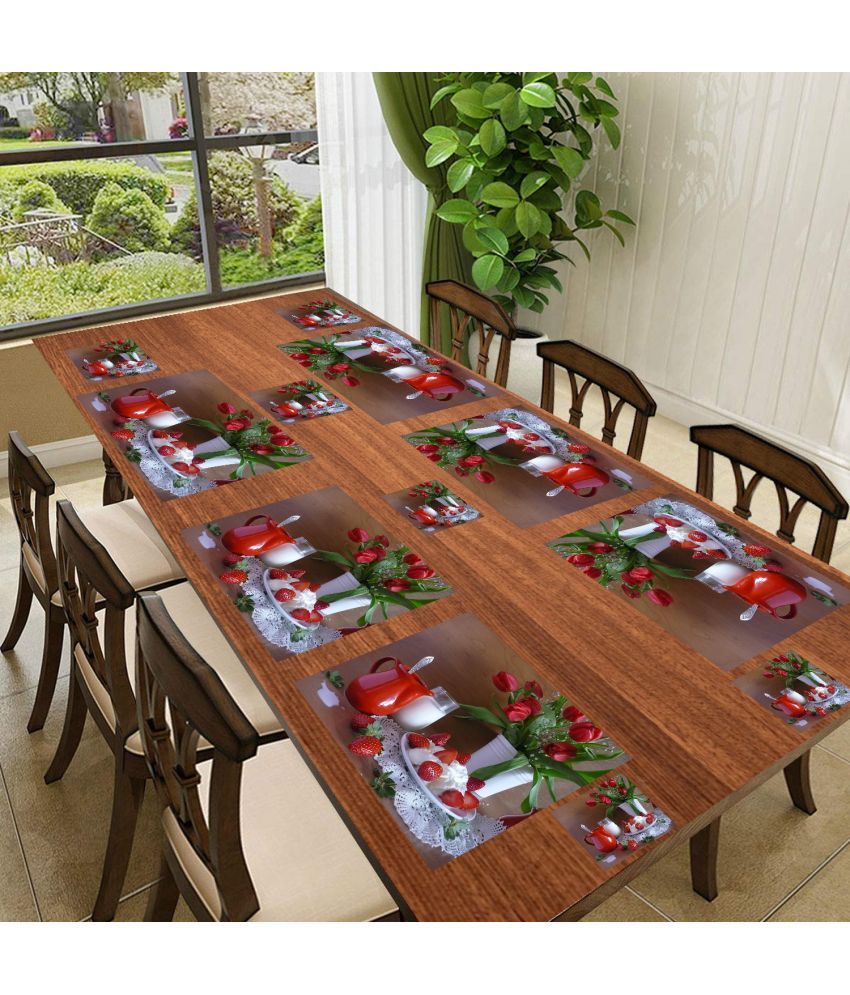     			Revexo PVC Floral Rectangle Table Mats & Coasters ( 40 cm x 30 cm ) Pack of 12 - Multi