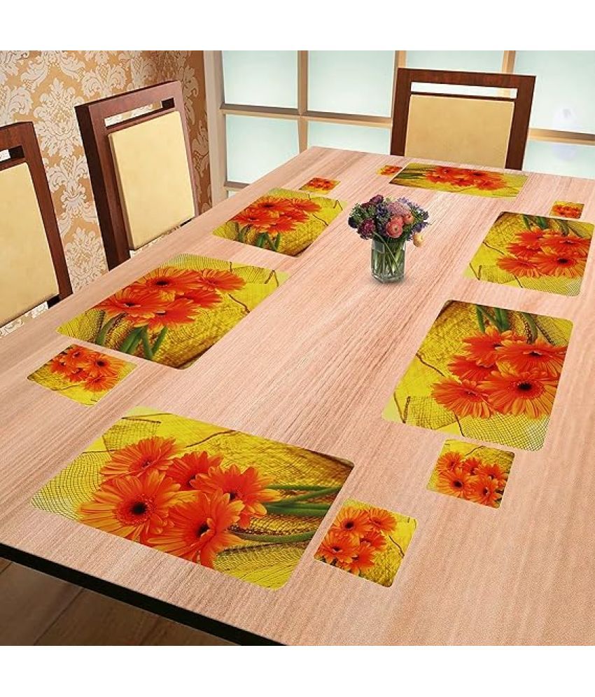     			Revexo PVC Floral Rectangle Table Mats & Coasters ( 40 cm x 30 cm ) Pack of 12 - Multi