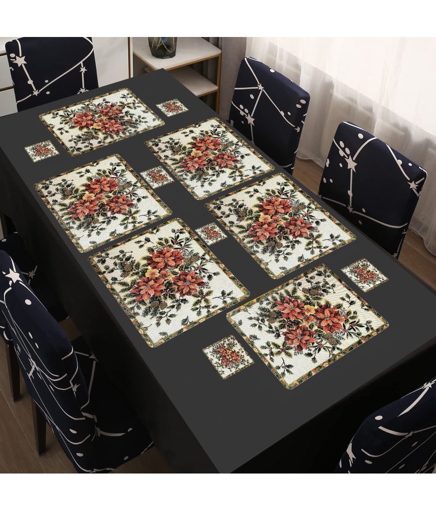     			Revexo PVC Floral Rectangle Table Mats & Coasters ( 40 cm x 30 cm ) Pack of 12 - Multi