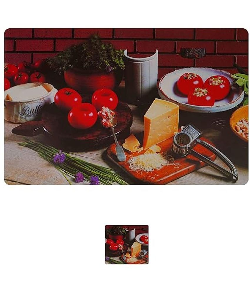     			Revexo PVC Floral Rectangle Table Mats & Coasters ( 40 cm x 30 cm ) Pack of 12 - Multi