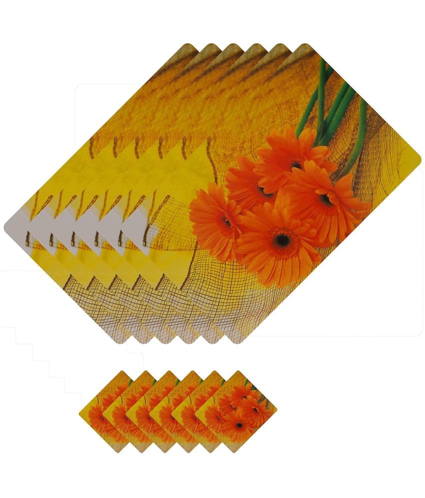     			Sanraksshan PVC Floral Rectangle Table Mats & Coasters ( 40 cm x 32 cm ) Pack of 12 - Multi