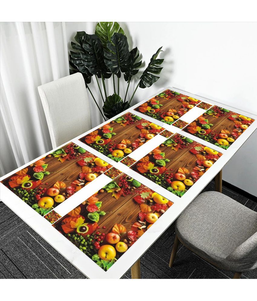     			Sanraksshan PVC Floral Rectangle Table Mats & Coasters ( 40 cm x 32 cm ) Pack of 12 - Multi