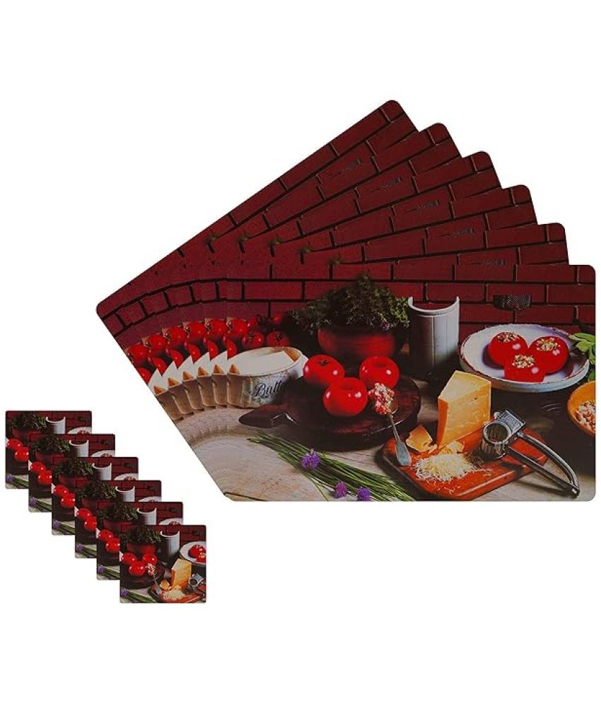     			Sanraksshan PVC Floral Rectangle Table Mats & Coasters ( 40 cm x 32 cm ) Pack of 12 - Multi