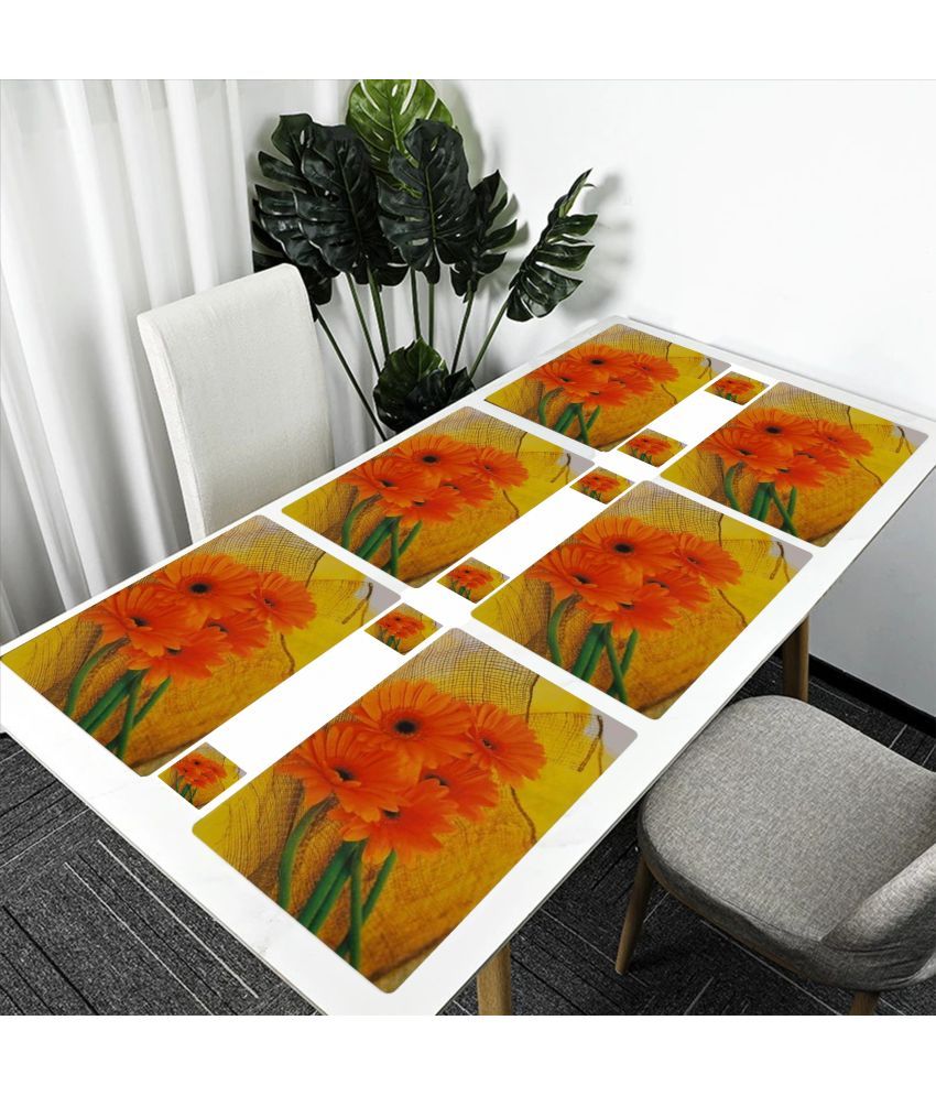     			Sanraksshan PVC Floral Rectangle Table Mats & Coasters ( 40 cm x 32 cm ) Pack of 12 - Multi