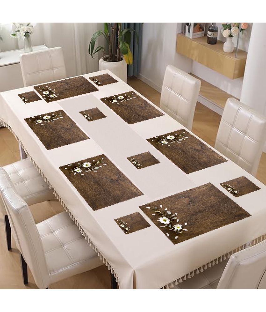     			Sanraksshan PVC Floral Rectangle Table Mats & Coasters ( 40 cm x 32 cm ) Pack of 12 - Multi