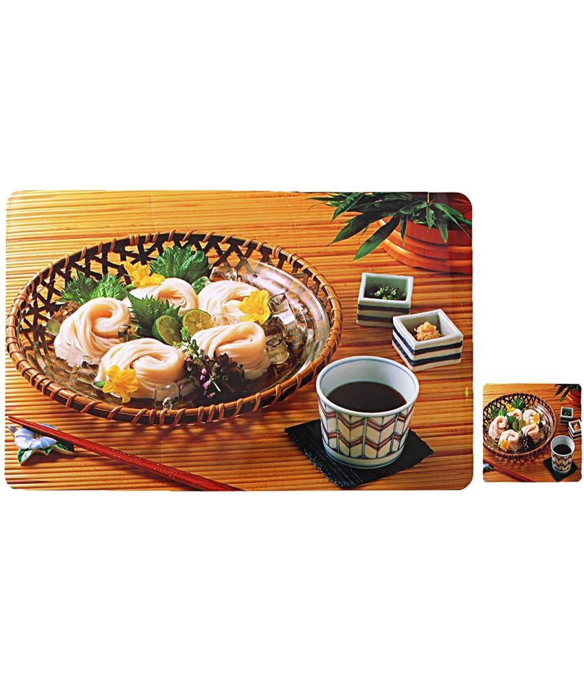     			Sanraksshan PVC Floral Rectangle Table Mats & Coasters ( 40 cm x 32 cm ) Pack of 12 - Multi