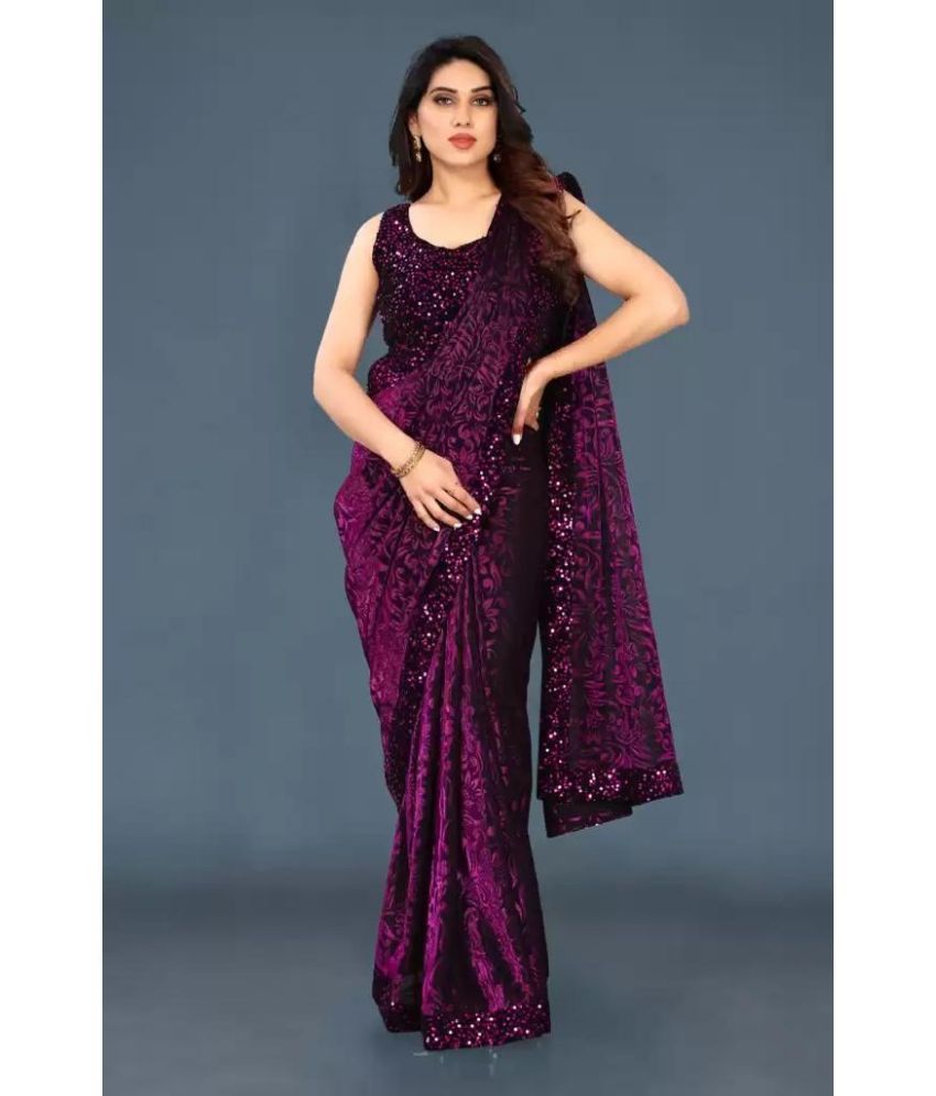     			Shree Gullak Silk Pack of 1 Lycra Printed Saree With Blouse Piece ( Purple )