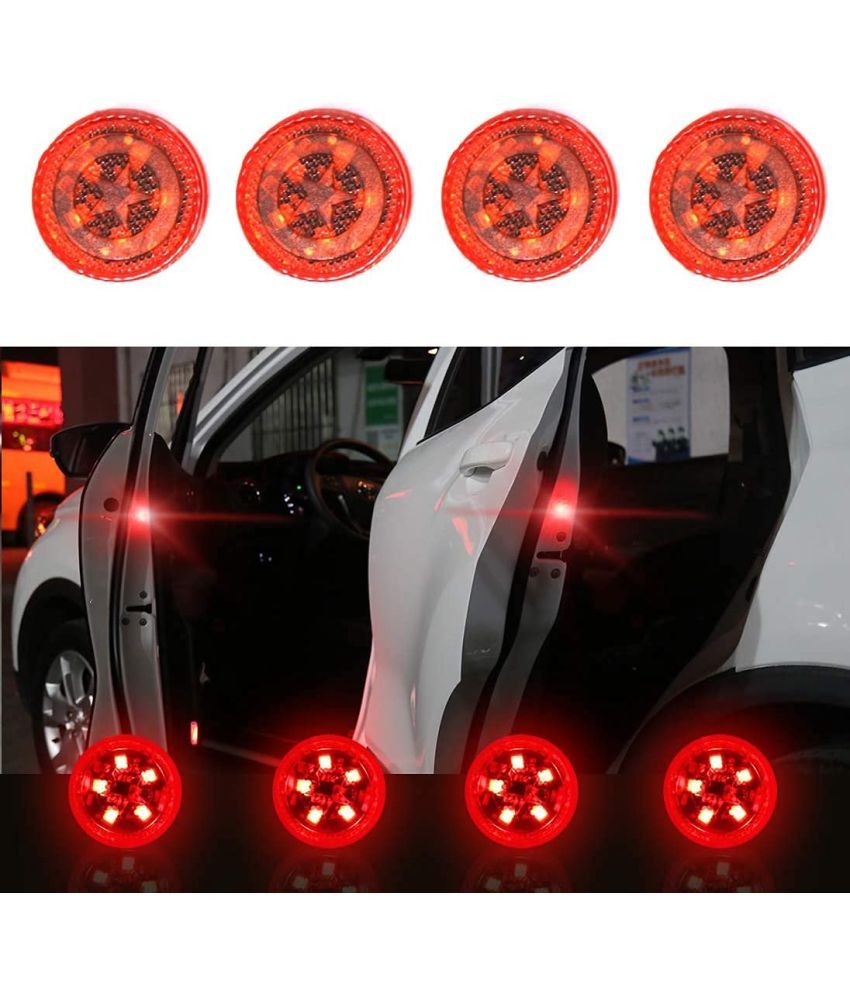     			Techtopia Universal Waterproof  LED Wireless Car Door Warning Lights (Red, 2pairs 4pcs)