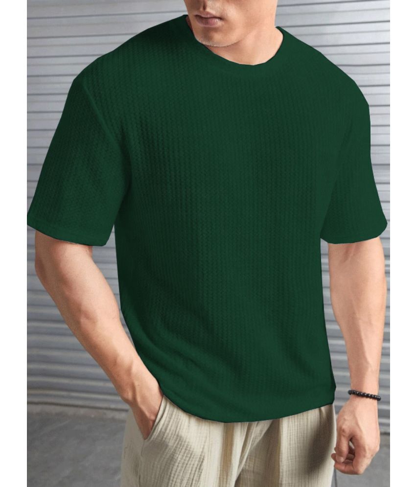     			AIN6 Polyester Regular Fit Self Design Half Sleeves Men's Round T-Shirt - Dark Green ( Pack of 1 )