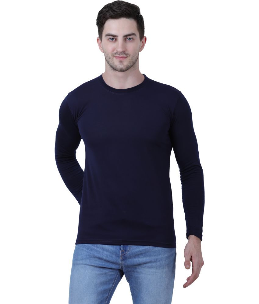     			Alexender Cotton Blend Slim Fit Solid Full Sleeves Men's Round T-Shirt - Blue ( Pack of 1 )