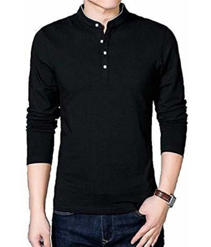     			Alexender Cotton Regular Fit Solid 3/4th Sleeves Men's Mandarin Collar T-Shirt - Black ( Pack of 1 )