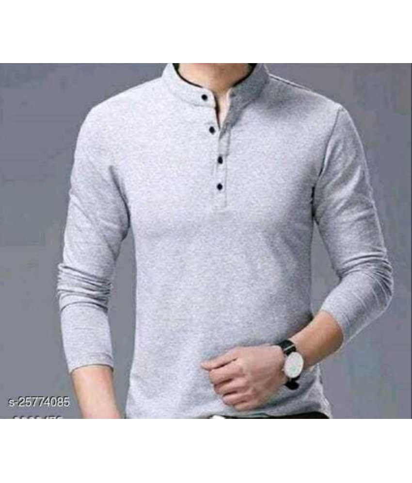     			Alexender Cotton Regular Fit Solid Full Sleeves Men's Mandarin Collar T-Shirt - Grey ( Pack of 1 )