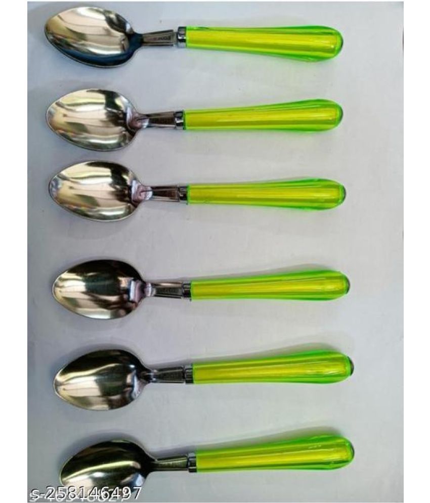     			BLUENIN Kitchen Product Stainless Steel Baby Spoon Light Green ( Pack of 6 )