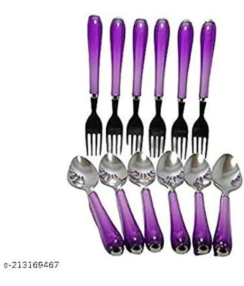     			BLUENIN Kitchen Product Stainless Steel Baby Spoon purple ( Pack of 12 )