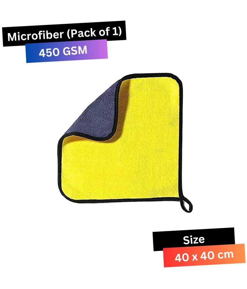     			CRYSATLFRESH Yellow 450 GSM Microfiber Cloth For Automobile ( Pack of 1 )