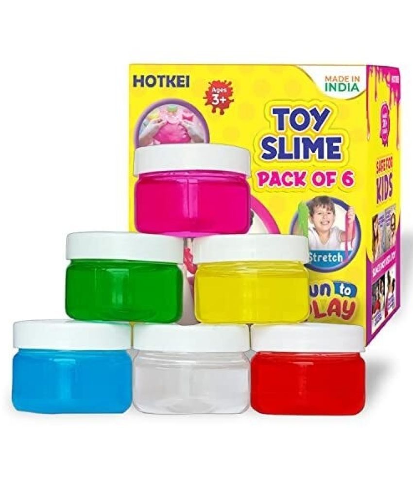     			HOTKEI (Pack of 6 Slime) Multicolor Fruit Scented DIY Toy Slimy Slime Gel Jelly Putty Set Art kit Toys for Boys Girls Kids 3 to 10 Years 300 gm