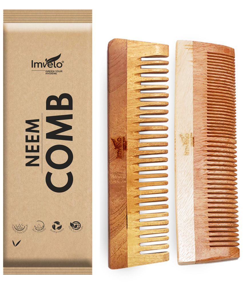     			Imvelo Wooden Neem Comb with Wide Tooth– Anti-Dandruff, Anti-Static & Scalp Friendly – Eco-Friendly, Biodegradable & Chemical-Free Hair Care