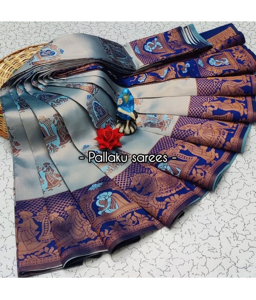     			JULEE Pack of 1 Silk Blend Solid Saree With Blouse Piece ( SkyBlue )