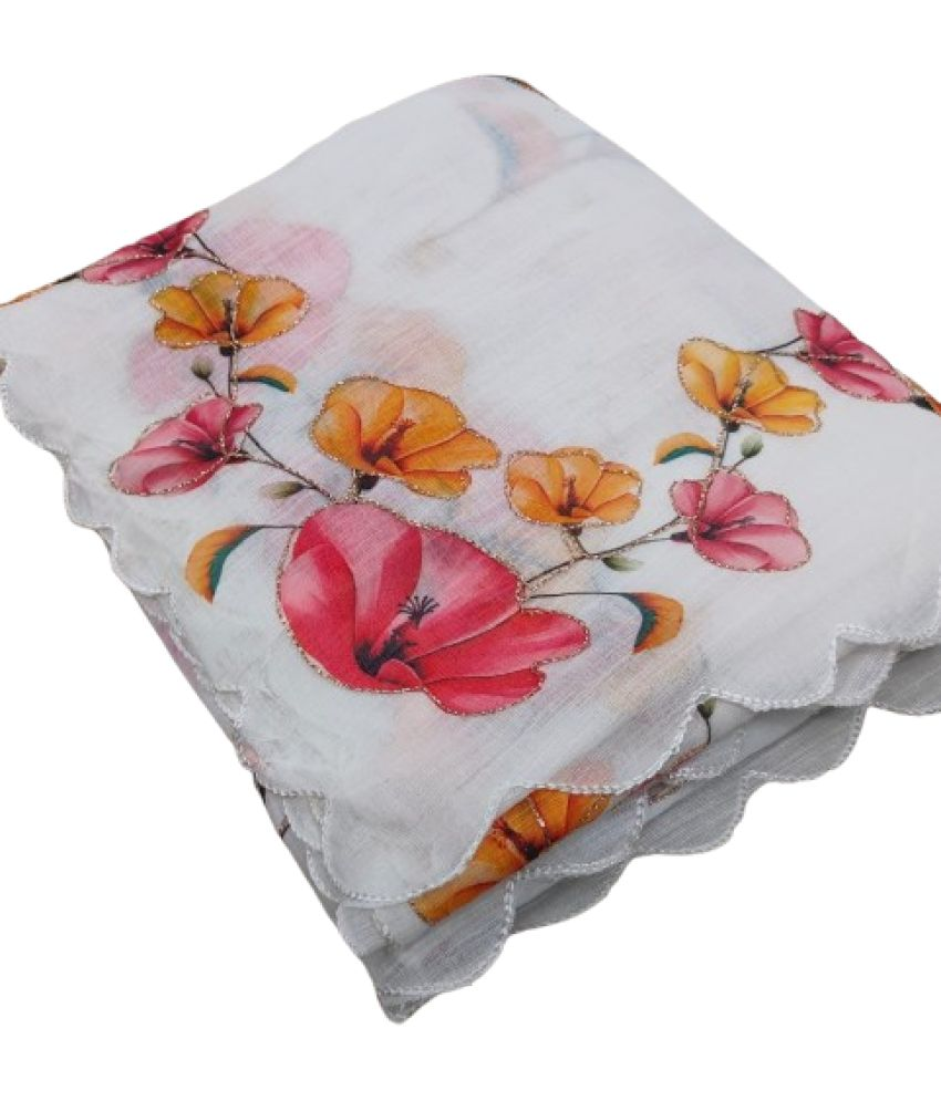     			Kalpana Creation Pack of 1 Linen Printed Saree With Blouse Piece ( White )