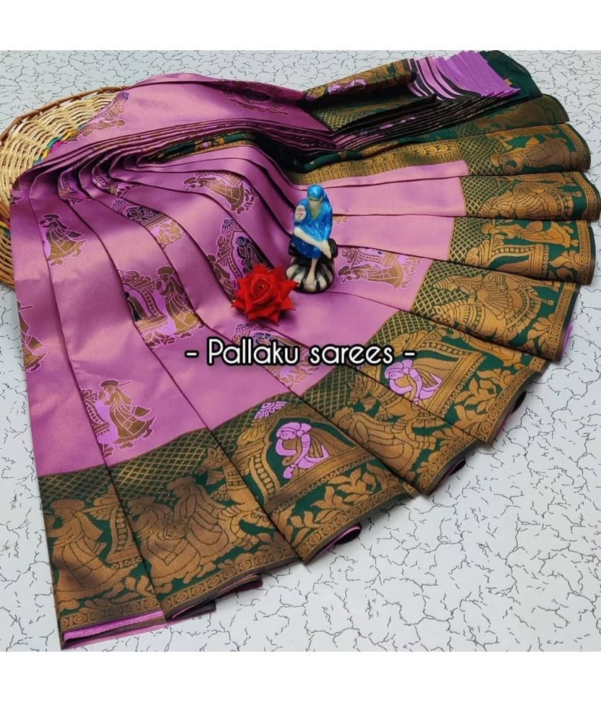     			Lady Shopi Pack of 1 Silk Blend Solid Saree With Blouse Piece ( Pink )