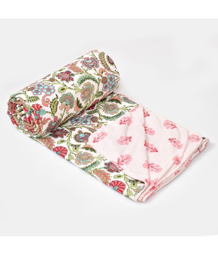     			Shubastik Cotton Printed Single Bed Dohar - Red ( )