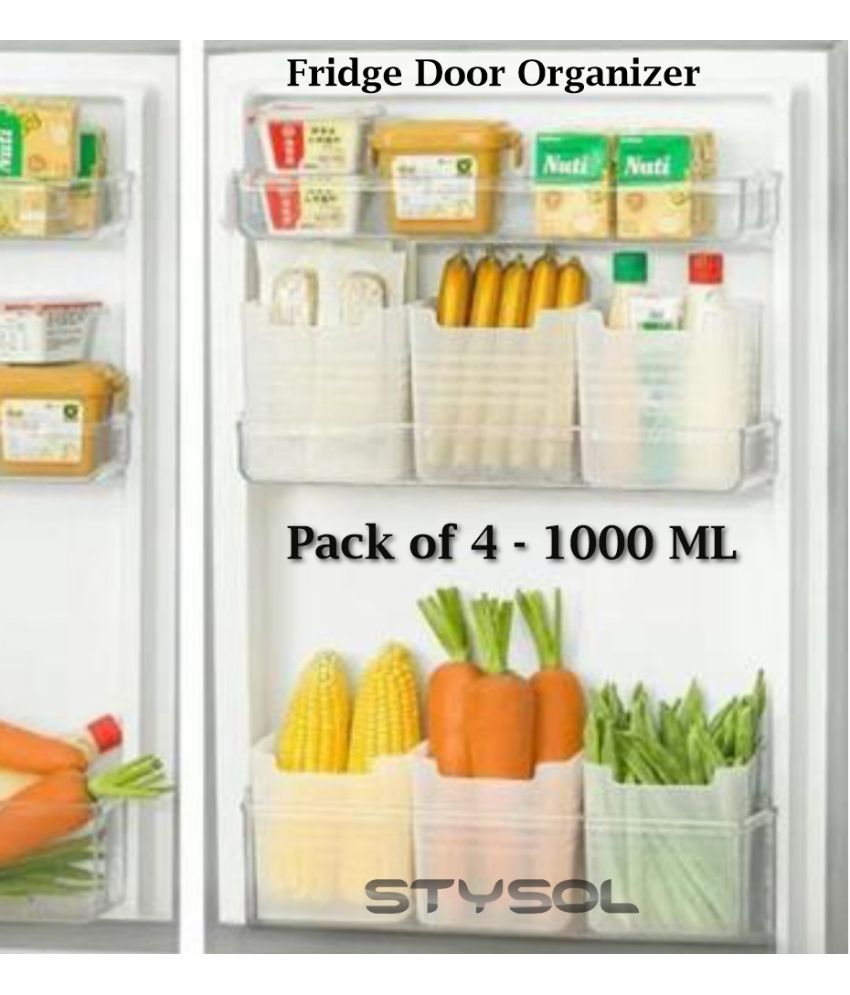     			Stysol Fridge container Plastic White Multi-Purpose Container ( Set of 4 )