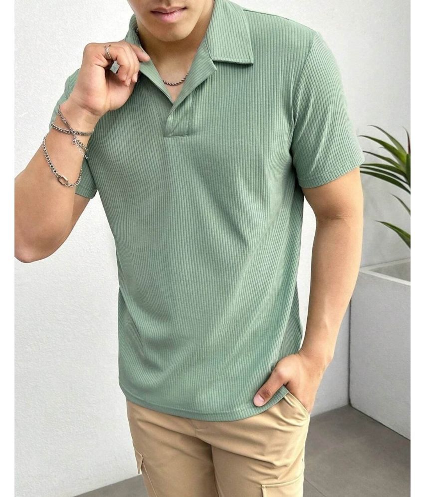     			TAZO Pack of 1 Cotton Blend Regular Fit Striped Half Sleeves Men's Polo T Shirt ( Green )