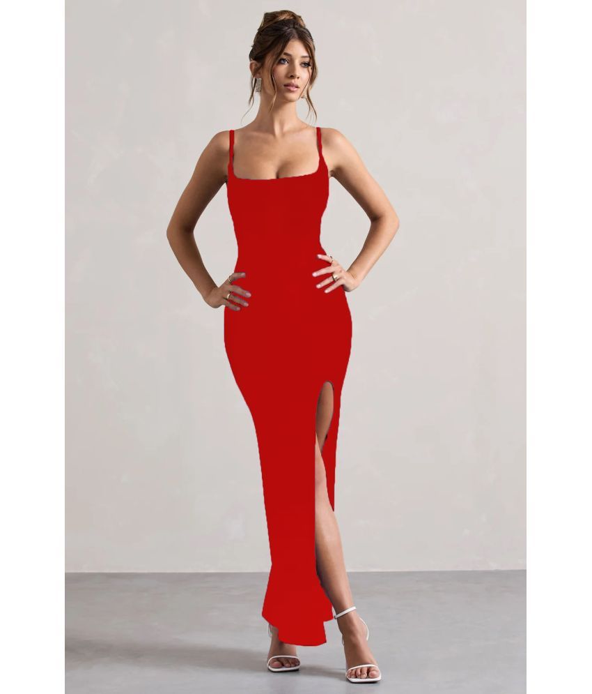     			Traquila Lycra Solid Full Length Women's Bodycon Dress - Red ( Pack of 1 )