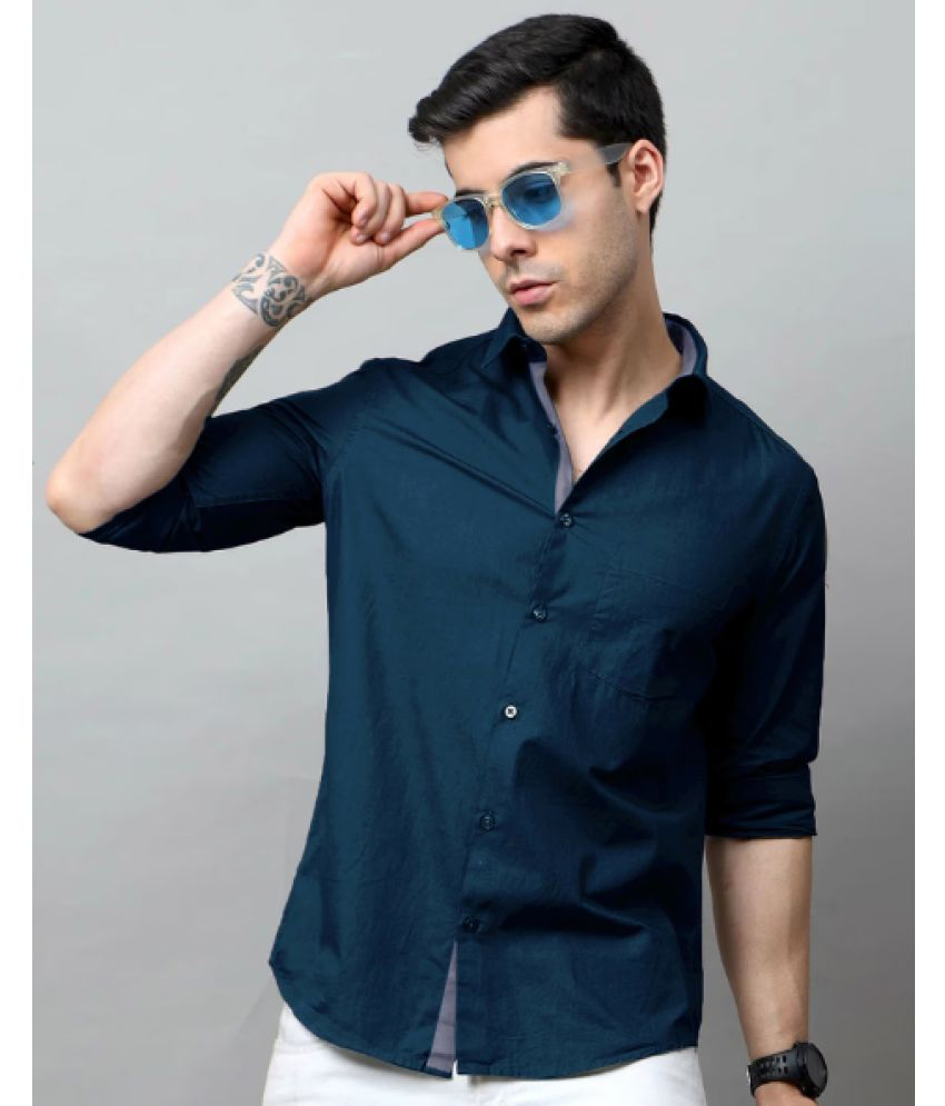     			VERTUSY Cotton Blend Regular Fit Solids Full Sleeves Men's Casual Shirt - Teal ( Pack of 1 )