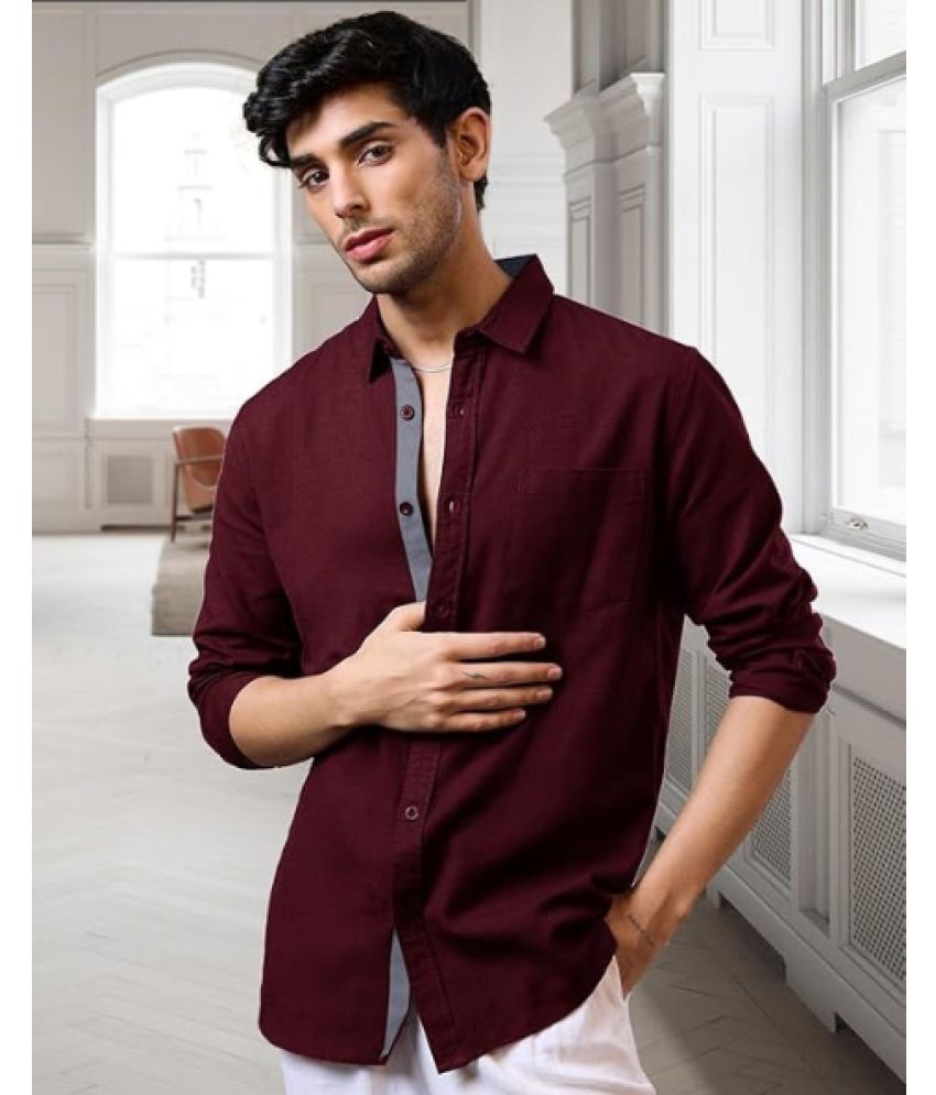     			VERTUSY Cotton Blend Regular Fit Solids Full Sleeves Men's Casual Shirt - Maroon ( Pack of 1 )