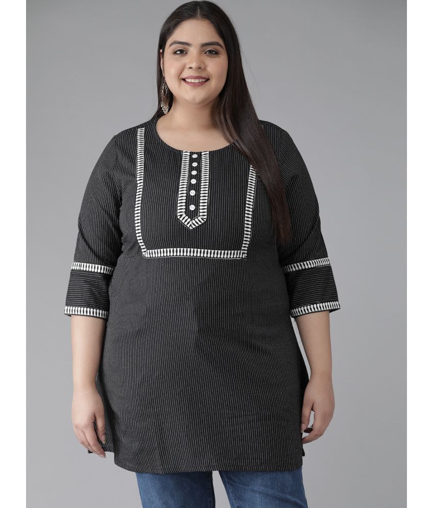     			Yash Gallery Pack of 1 Cotton Printed A-line Women's Kurti - ( Black )