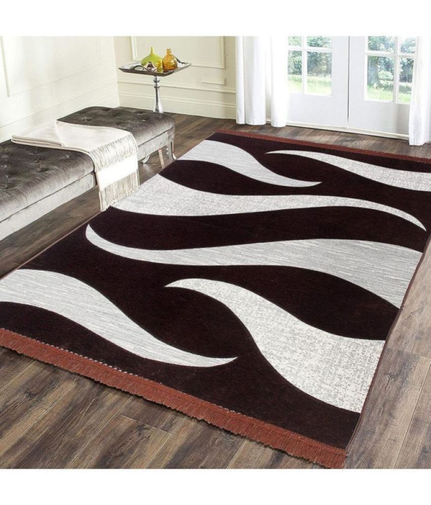     			Zesture Brown Chenille Carpet Abstract 4x6 Ft