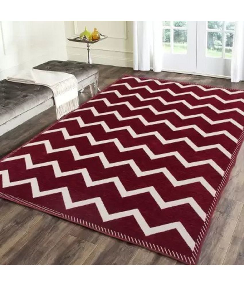     			Zesture Maroon Chenille Carpet Abstract 4x6 Ft