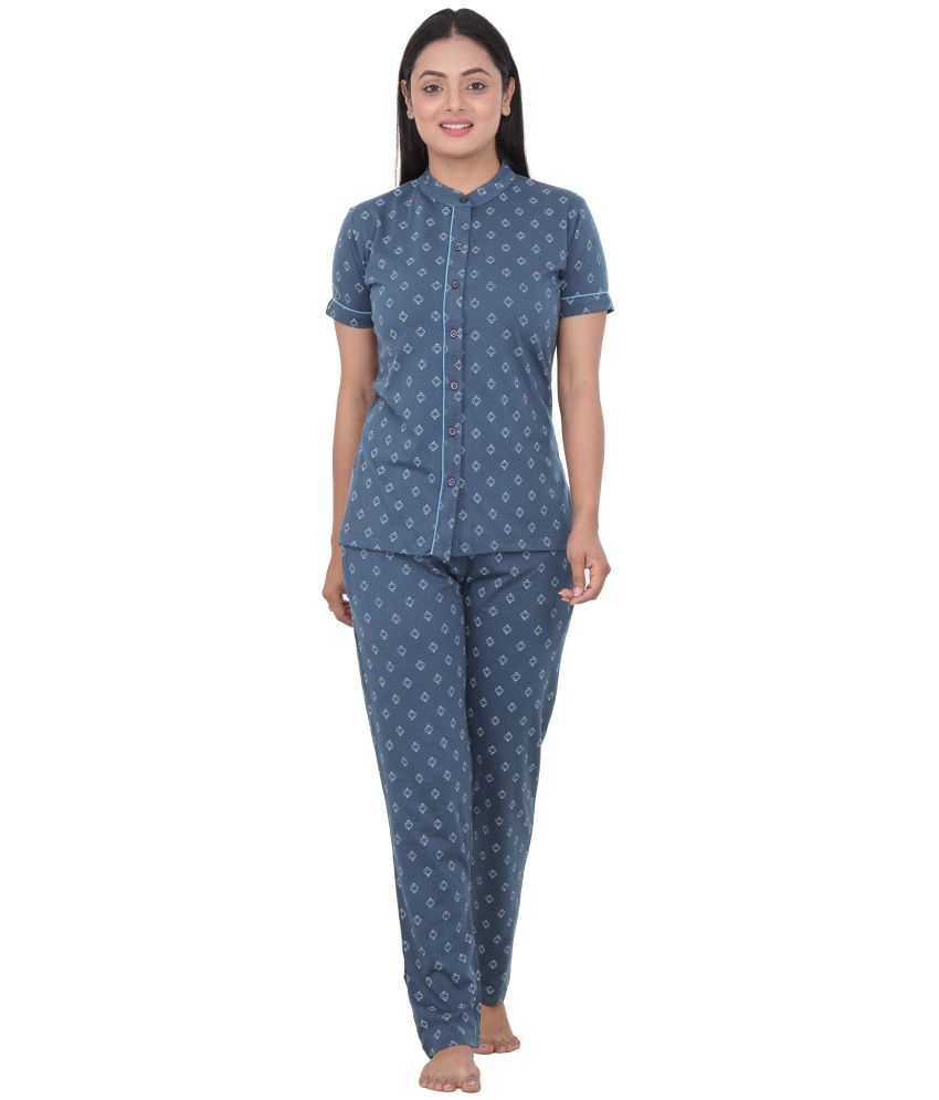     			just love Blue Cotton Blend Women's Nightwear Nightsuit Sets ( Pack of 1 )