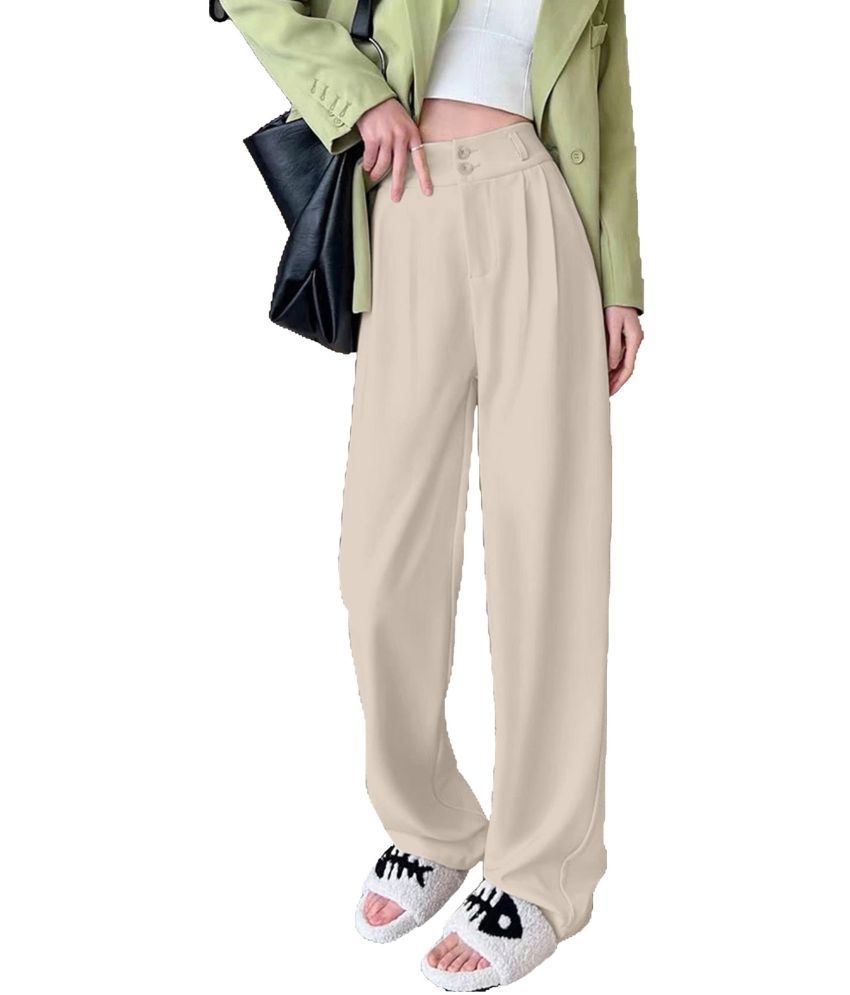     			Aahwan Pack of 1 Polyester Relaxed Women's Casual Pants ( Cream )