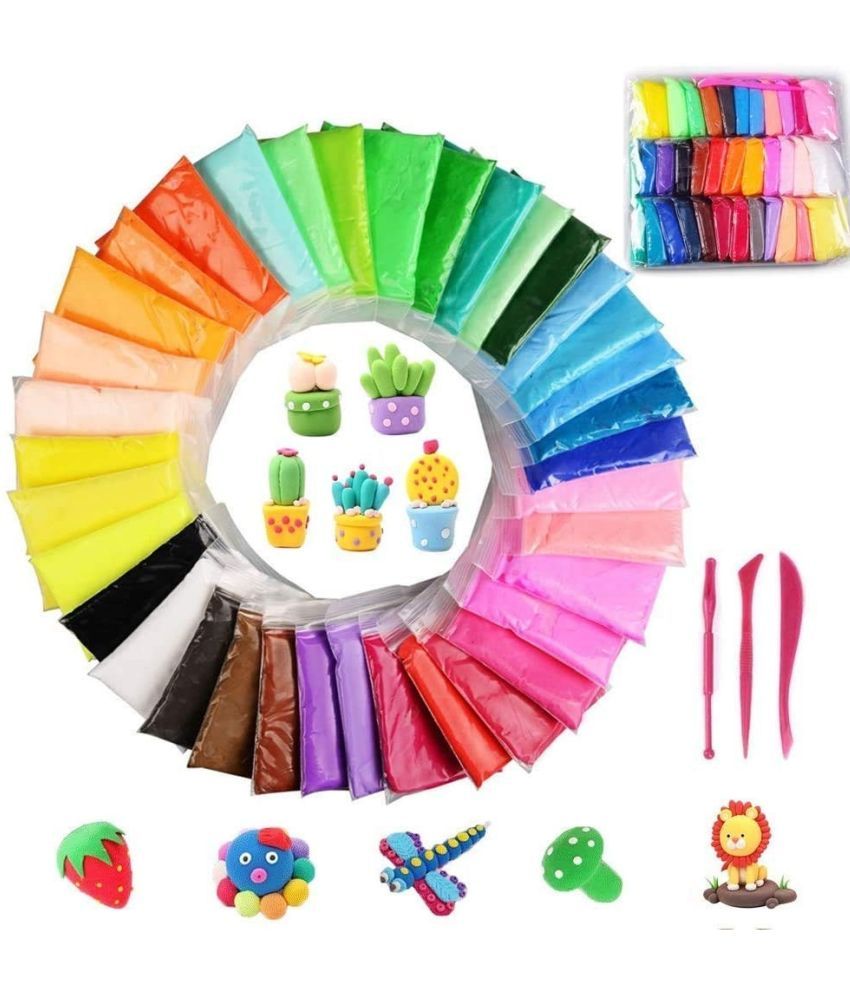     			Eclet (Pack of 12) Air Dry Clay, Colorful Children Soft Clay, Creative Art Crafts, Gifts for Kids-Multi Color. Non-Toxic Modeling Magic Fluffy Foam Bouncing Clay Putty Kit for Kids with Tools.55