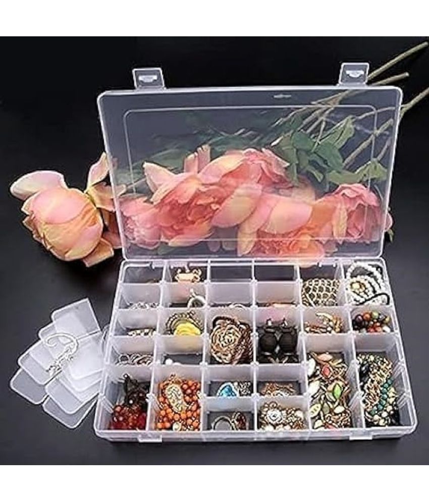     			Plastic 36 Compartment Make Up/Stationery/Jewellery/Rubber Multi Purpose Storage Box Set Of 1 PICS