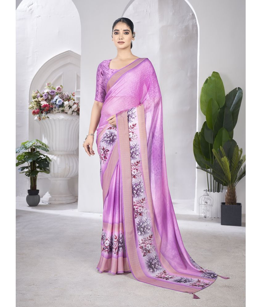     			RekhaManiyar Pack of 1 Crepe Printed Saree With Blouse Piece ( Purple )