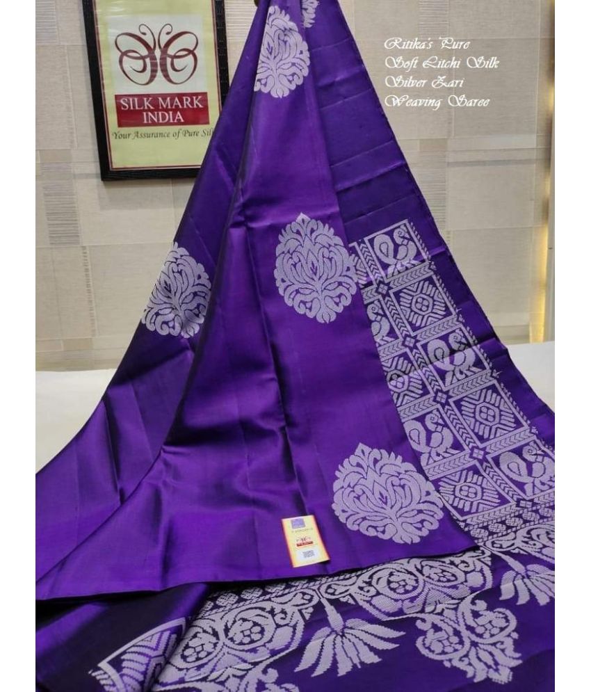     			Vividvibe Pack of 1 Kanjivaram Silk Self Design Saree With Blouse Piece ( Purple )