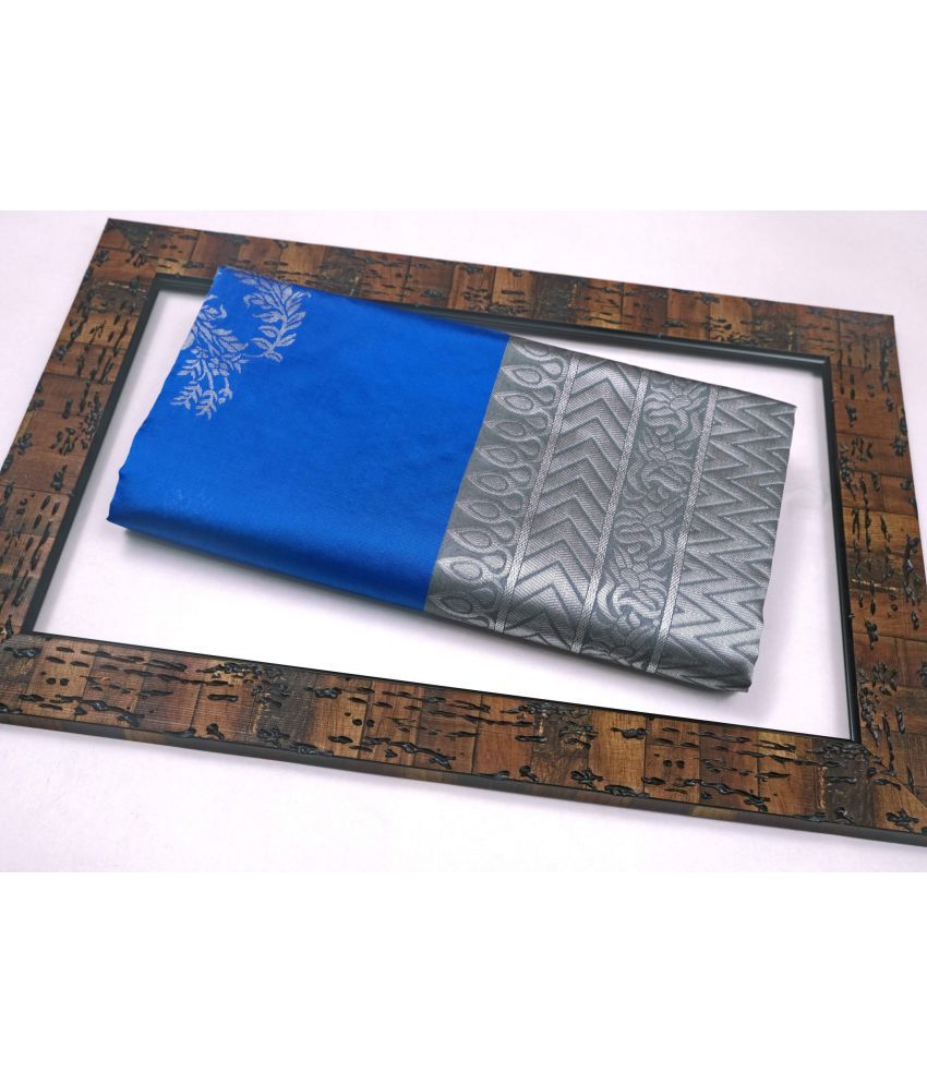     			Vividvibe Pack of 1 Kanjivaram Silk Self Design Saree With Blouse Piece ( Blue )