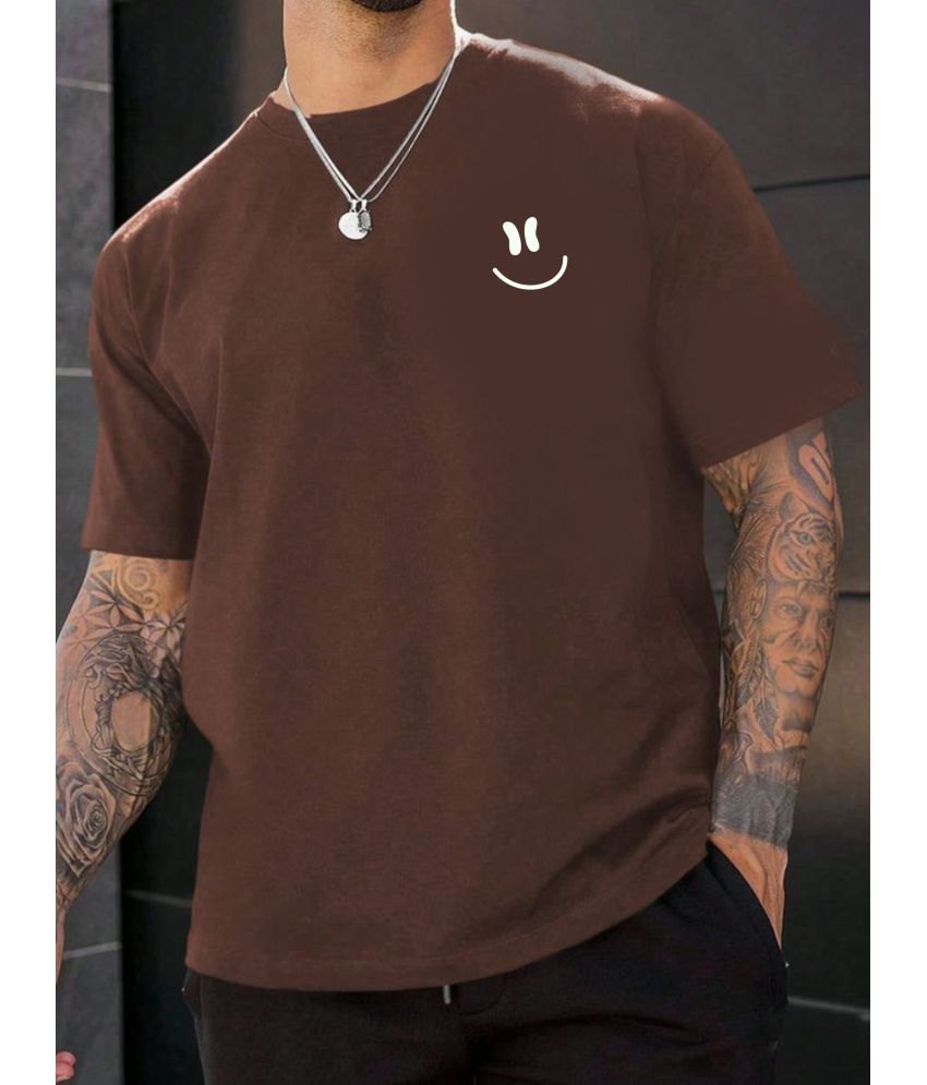     			ekadravin Cotton Oversized Fit Solid Half Sleeves Men's Round T-Shirt - Brown ( Pack of 1 )